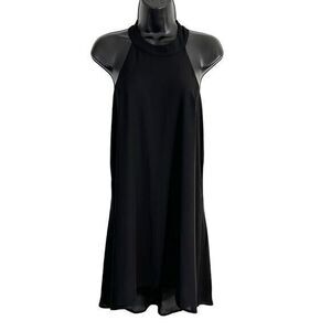 ASTR Beaded Embellished T Back Mini Shift Dress Black Extra Small Formal Classic